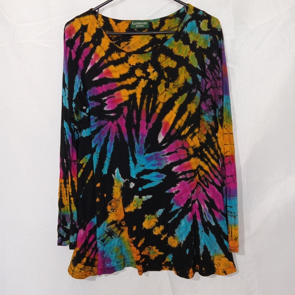 Kathmandu Imports Tie Dye Long Sleeve Tunic Top S/M Boho Hippie Festival - Picture 1 of 10